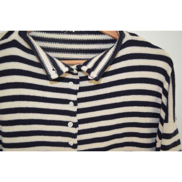 Alex Mill Taylor Striped Cardigan In Cotton Cashmere Black Tan Size Large - Picture 3 of 6